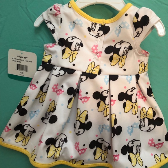 Disney Baby Minnie Mouse pleated yellow dress 0-3M - Picture 3 of 4